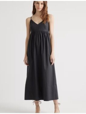 Quince Navy Blue Poplin cotton Maxi Dress